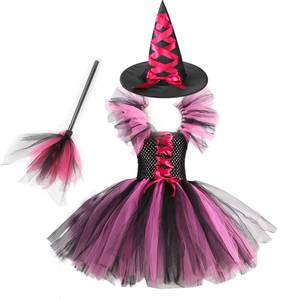 Disfraz de Bruja para Niñas, Vestido Tutú con Traje, Sombrero y Escoba para Fiesta de Disfraces de Halloween - Product Image 4