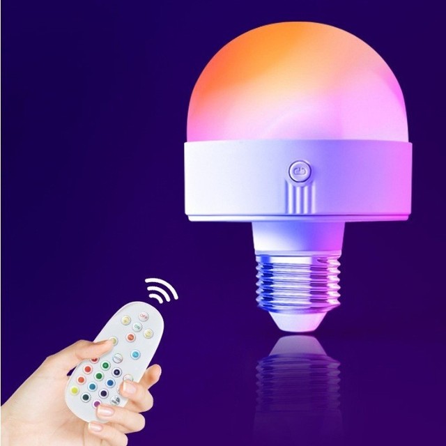 1800mAh Rechargeable RGB LED Dimmable Cordless Light Bulb Lamp Magnetic Remote Control Shade Battery Operated Emergency Remote