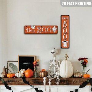 Letrero Metálico de Halloween con Diseño de Fantasma 'Hey Boo', Decoración Rústica para Pared, Ideal para Porche, Patio, Cafetería o Fiesta de Halloween - Product Image 4