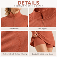 Ensemble deux pièces personnalisé pour femme avec col mandarin et demi-zip, jupe-short taille haute pour l'entraînement de tennis et les activités sportives en extérieur