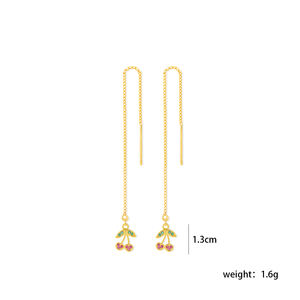KITI Cherry CZ catena pendenti orecchini da <span class=keywords><strong>donna</strong></span> placcato oro 18K <span class=keywords><strong>stile</strong></span> vacanza orecchini Design <span class=keywords><strong>Minimal</strong></span> - Product Image 6