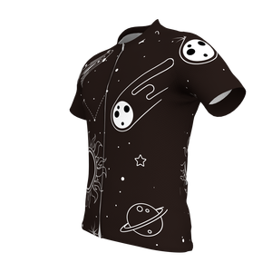 HIRBGOD Maillot de <span class=keywords><strong>cyclisme</strong></span> Aero Fit unisexe motif planète noire adapté à la course avec manches rondes trois poches arrière - Product Image 4