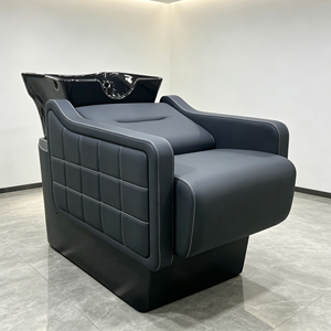 XFMC Meilleures ventes : Fauteuils de lavage pour salon de coiffure, entièrement noirs, mobilier de salon rétro, avec bac à <span class=keywords><strong>shampoing</strong></span> et chaise de haute qualité pour salon de coiffure - Product Image 3