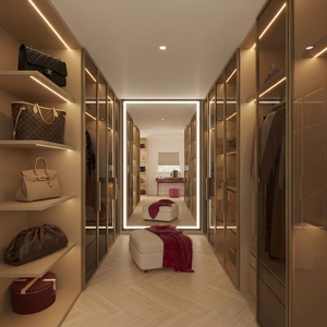 VIQ Minimalist Customized Walk-in <b>Wardrobe</b> Closet For Residential/Commercial MR-MDF finished <b>With</b> Lacquered Laminate - Product Image 1