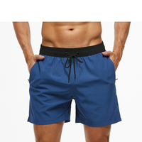 Surf- en zwemshorts voor heren, dagelijks gebruik, kwartlengte, strandshorts, effen, 4-way stretch, casual sportshorts met ritszak