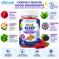 Gummies de sommeil pour enfants à marque privée, mélatonine 0,5 mg + L-théanine, emballage personnalisé disponible pour le soutien du sommeil des enfants, OEM