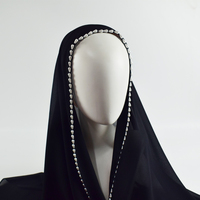 Haute qualité plaine Tudung perle perlée écharpe femmes musulmanes islamique châles écharpe Hijab foulards en mousseline de soie pour les femmes