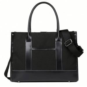 Water Resistant <b>Large</b> Reusable <b>Canvas</b> Tote <b>Bags</b> with PU Handles for Gift Shopping - Product Image 2