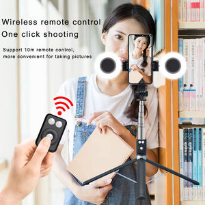 Palo de Selfie de Alta Calidad, Trípode Profesional con Aleación de Aluminio y Dos Anillos de Luz LED para Videografía de Bodas y Grabación de Vida Diaria - Product Image 1