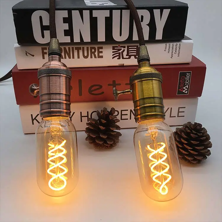T45 Vintage LED Edison Bulbs Decorative Dimmable LED Spiral Filament Light Bulbs