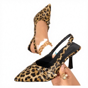 Elegant PU <b>Leopard</b> <b>Print</b> Pointed-Toe <b>Pumps</b> Comfortable Thin Heel Ankle-Strap for Summer Parties Soft and Lightweight - Product Image 2