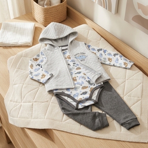 Ensemble de vêtements en coton à capuche pour bébé garçon, imprimé dinosaure, manches longues, pantalon long avec <span class=keywords><strong>gilet</strong></span> à fermeture éclair - Product Image 2