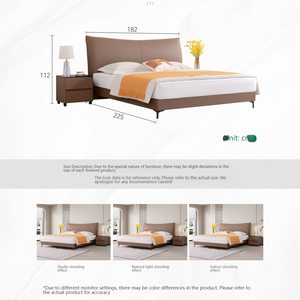 <span class=keywords><strong>Letto</strong></span> Matrimoniale in Pelle Minimalista Italiano Nuovo Design Moderno Semplice <span class=keywords><strong>per</strong></span> Appartamento Lusso Leggero Atmosferico con Contenitore - Product Image 5