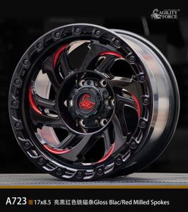 Nhanh nhẹn lực lượng a723 off road vành 17 18 inch Matte đen xay nan hoa xe rim 6*139.7 bánh xe vành mags Hợp Kim Bánh xe trung tâm cho xe tăng - Product Image 3