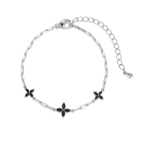 Bracelet Fleur Marquise Colorée à Quatre Pétales en Laiton Plaqué Or 14K avec Zircon Cubique 5A, Bracelet Chaîne Tendance pour Femme, Vente en Gros