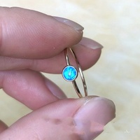 Bijoux rétro Bague remplie d'or 14 carats avec opale artificielle de 4mm Agate noire Turquoise Lunette Perles Bague pour femmes filles