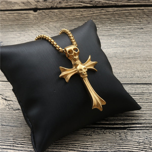 Skull <b>Cross</b> Pendant Necklace Zinc Alloy Unisex Fashion Jewelry Gift - Product Image 2