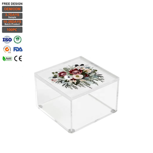 Caja Decorativa Acrílica Transparente con Impresión UV Personalizada, Caja <span class=keywords><strong>de</strong></span> Almacenamiento Acrílica Cuadrada Transparente para Exhibición y Empaque <span class=keywords><strong>de</strong></span> Regalos - Product Image 1