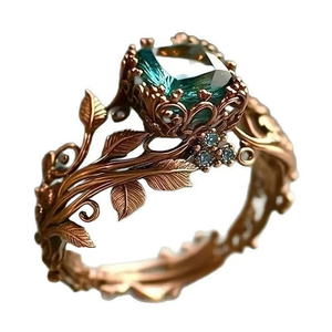 Bague en alliage pour femme, design innovant populaire en forme de feuille, style vintage simple et léger, bijoux tendance en gros - Product Image 4