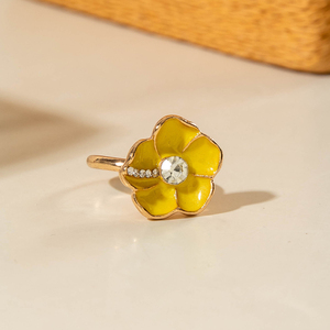 Hot Selling Sweet Design Cute Colorful Flower Ring Simple <b>Light</b> Luxury Style Women's Alloy Rings Fashionable Jewelry Wholesale - Product Image 4