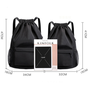 Outdoor <b>Waterproof</b> Nylon <b>Drawstring</b> Sport Travel <b>Bag</b> Backpack Swimming Basketball <b>Drawstring</b> Backpack with Zipper and Pocket - Product Image 4