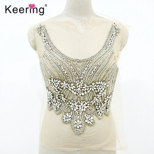 WDP-002 argent fait à la main broderie mariée Keering robe de mariée accessoire cristal Patch strass <span class=keywords><strong>Applique</strong></span> - Product Image 1