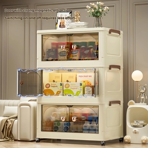 خزانة تخزين متعددة الطبقات قابلة للطي بعرض 50 سم، منظم بلاستيكي بدون تجميع، وحدة تخزين متعددة المستويات متحركة - Product Image 5