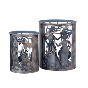 Portavelas de Metal Decorativo, Soporte para Velas Votivas con Corte Abierto, Lámpara de Mesa Rústica, Hecha a Mano, Ecológica, para Navidad y Bodas - Product Image 2