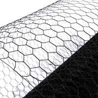 Grillage hexagonal ondulé robuste en vinyle noir, calibre 17, antirouille, pour couveuse et clôture de jardin