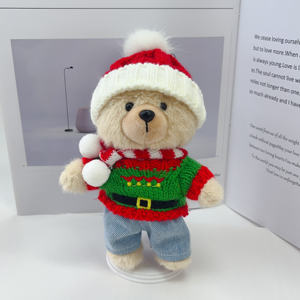 Peluş ayı bebek noel Mini ayı sevimli yumuşak peluş oyuncaklar noel ev dekorasyonu - Product Image 1