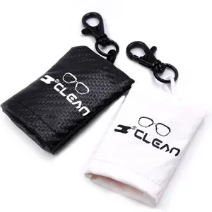 Bestpackaging Microfiber keychain eyeglasses cloth cleaner glasses lens cleaning cloth with keychain pouch custom logo