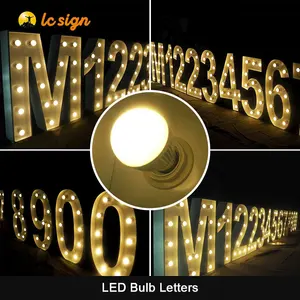 Bombilla LED con números de Metal, marquesina gigante con letras del alfabeto, 4 pies