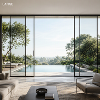 Porte coulissante extérieure LANGE NFRC USA résistante à l'eau avec double vitrage trempé et cadre en aluminium pour hall