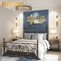 Lit double king size en fonte de cuivre classique, style européen simple et luxueux, style archaïque, meubles de chambre à coucher en métal