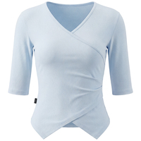 Tenue de danse et de yoga rose en modal pour adultes, haute élasticité, col croisé, coupe ajustée, entraînement corporel, danse moderne et classique, vente en gros personnalisée