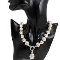 Collier en perles de nacre ovales, plaqué or, avec pendentif, chaîne de pull en perles simulées