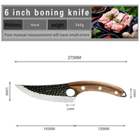 Couteau à désosser incurvé de haute qualité de 6 pouces, couteau de boucher, forgé à la main en acier au carbone