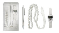 Ensemble cadeau musulman haut de gamme : Chapelet en acrylique + stylo + compteur, emballage blister avec impression couleur, boîte de présentation, tasbih, ensemble de prière musulman
