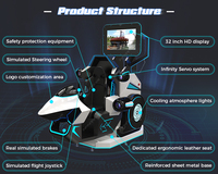 360 °   Silla Simuladora de Movimiento VR 3 en 1: Máquina Arcade de Vuelo, Carreras y Tiro con Plataforma Dinámica para Centros Comerciales
