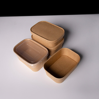 Boîte alimentaire en papier kraft, ensemble de préparation de repas, conteneur rectangulaire jetable à emporter avec couvercles, logo personnalisé OEM, vente en gros, boîte écologique