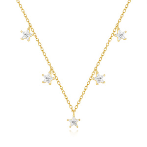 Collier pendentif cœur scintillant en zircon tendance Star S925 pour fille - Product Image 1