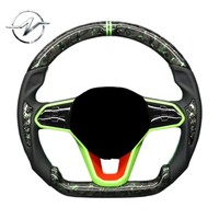 Volante Deportivo Multifunción de Fibra de Carbono Forjado Verde de 3/4 Radios para VW Golf MK8/MK7/MK6 GTI Jetta con Agarre de 40 mm