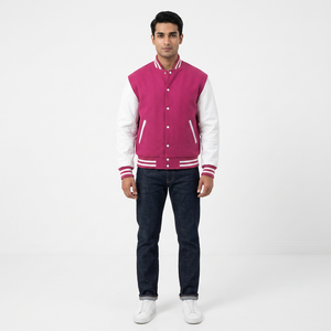 High Quality Letterman Varsity <b>Jacket</b> Wool Body Stand Collar Winter Wear <b>Smart</b> Stylish Front Logo Breathable <b>for</b> <b>Men</b> - Product Image 1