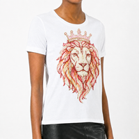Patchs brodés en tissu avec logo animal personnalisé, sequins, motif lion, pour t-shirt et jupe, design tendance