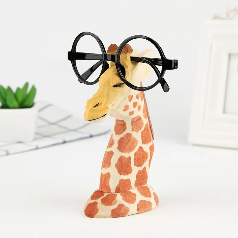 Creative fashion wooden animal sunglasses display stand solid wood eyewear rack glasses holder