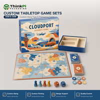 Jeu de société personnalisé avec cartes, dés, jetons, plateau en papier pliable et boîte colorée