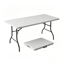 Table pliante blanche rectangulaire pour la restauration, les banquets, les pique-niques, table pliante en plastique, table d'extérieur