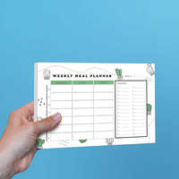 Bon marché, liste de courses à faire, planificateur de repas hebdomadaire et bloc-notes d'épicerie avec logo personnalisé
