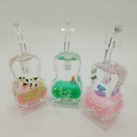 Porte-stylo en acrylique transparent au design élégant en forme de violoncelle, avec liquide scintillant et paillettes flottantes à l'intérieur, papeterie multicolore éclatante