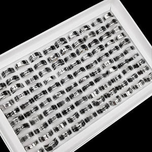 2025 남자 보석 반지 혼합 저렴한 도매 스테인레스 스틸 12 펑크 Opp 가방 환경 친화적 인 보석 반지 - Product Image 2